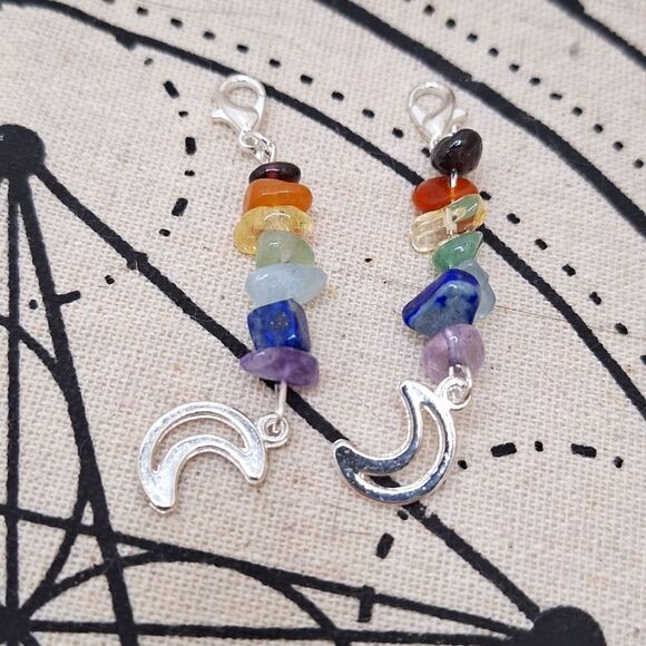 Chakra crystal moon zipper pull diy accessory lobster clasp charm - Picture 4 of 6